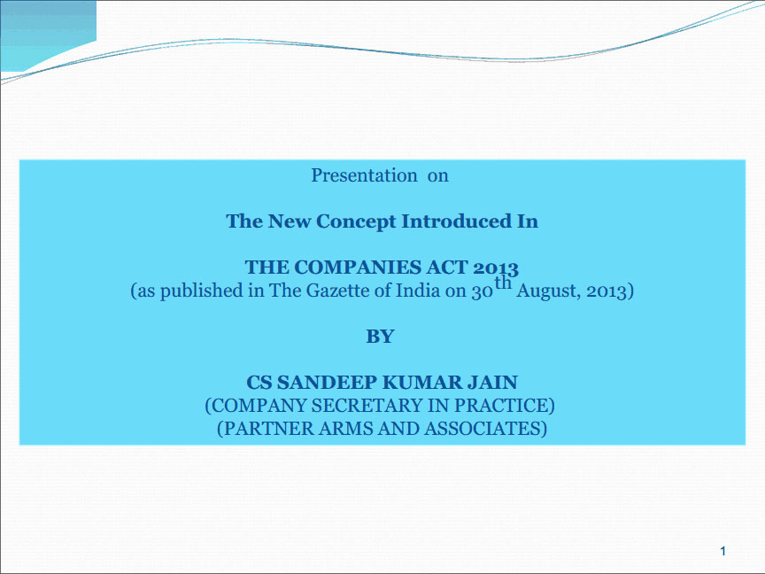 The Companies Act 2013 